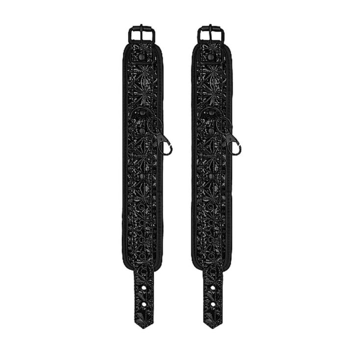 Czarna rozpórka BDSM z mankietami na kostki 40,3 cm