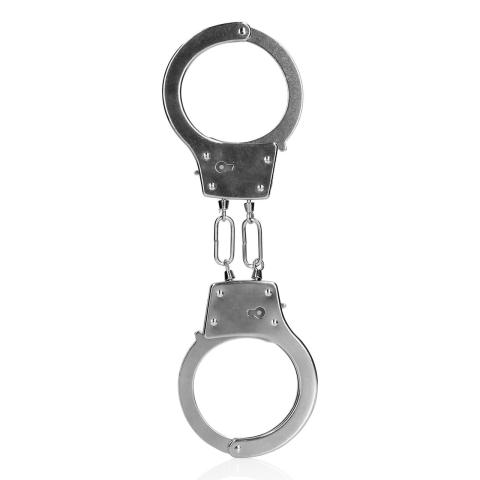 Metalowe kajdanki BDSM srebrne z regulacją i 2 kluczykami