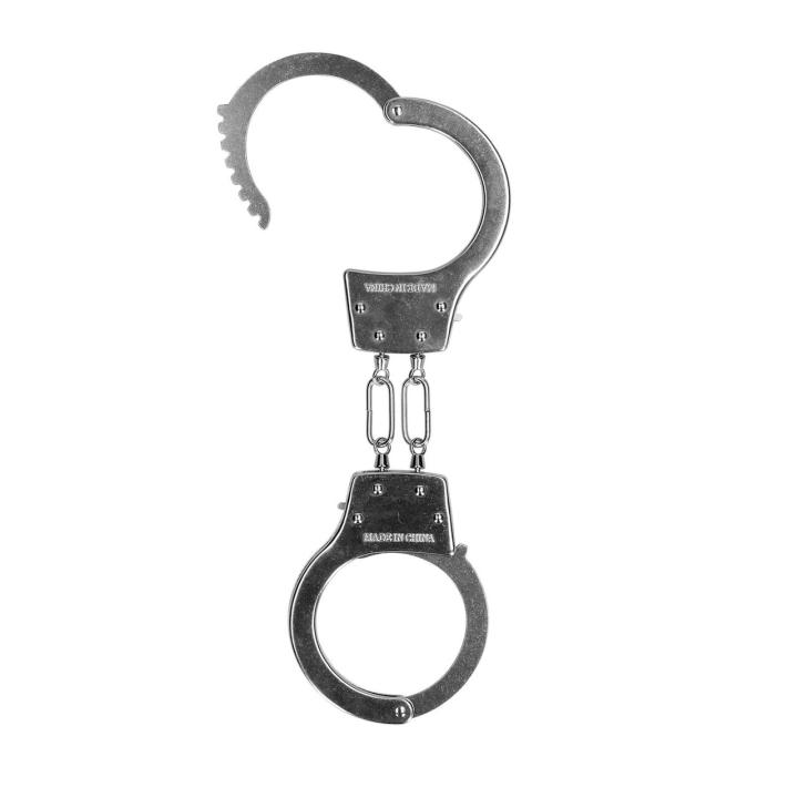 Metalowe kajdanki BDSM srebrne z regulacją i 2 kluczykami