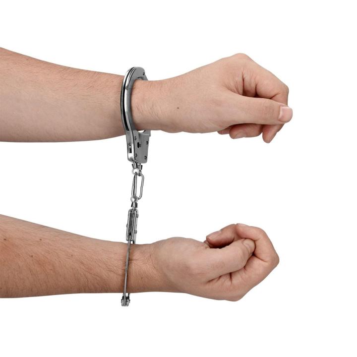 Metalowe kajdanki BDSM srebrne z regulacją i 2 kluczykami