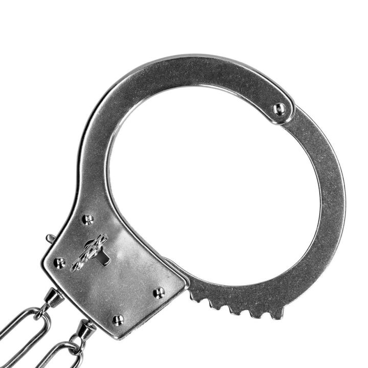 Metalowe kajdanki BDSM srebrne z regulacją i 2 kluczykami