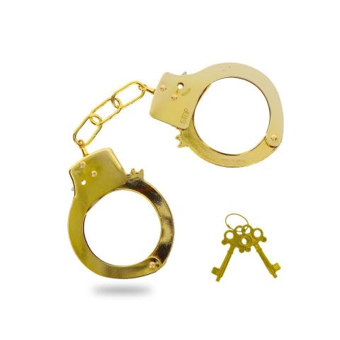 Złote metalowe kajdanki bdsm – elegancki dodatek do gry w dominację