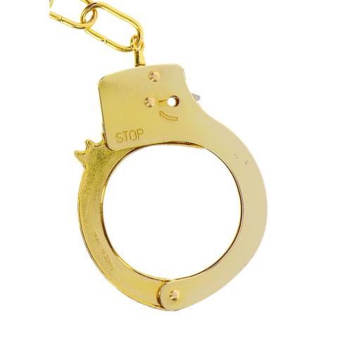 Złote metalowe kajdanki bdsm – elegancki dodatek do gry w dominację
