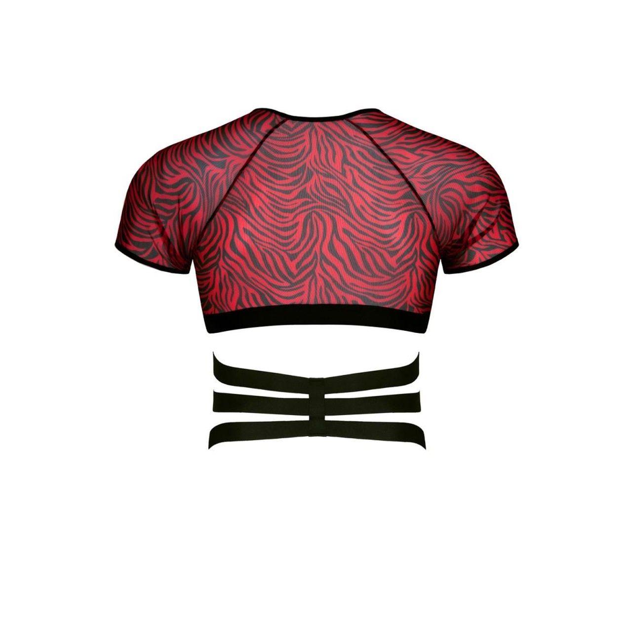 Męski top fetish z gumkami i kółkami L – tiul zebra | Loris.pl