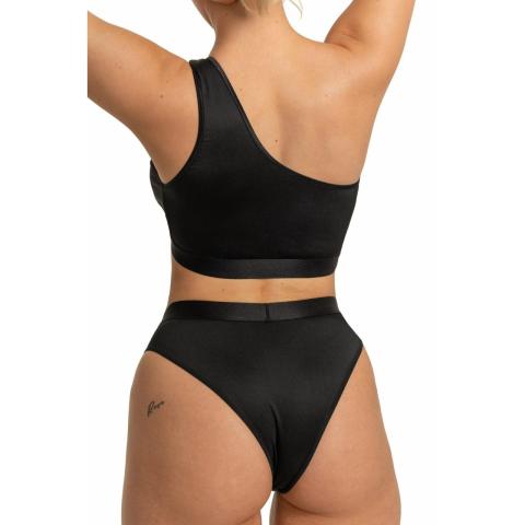 Czarny komplet bielizny 3-częściowy XS z harness i podwiązkami