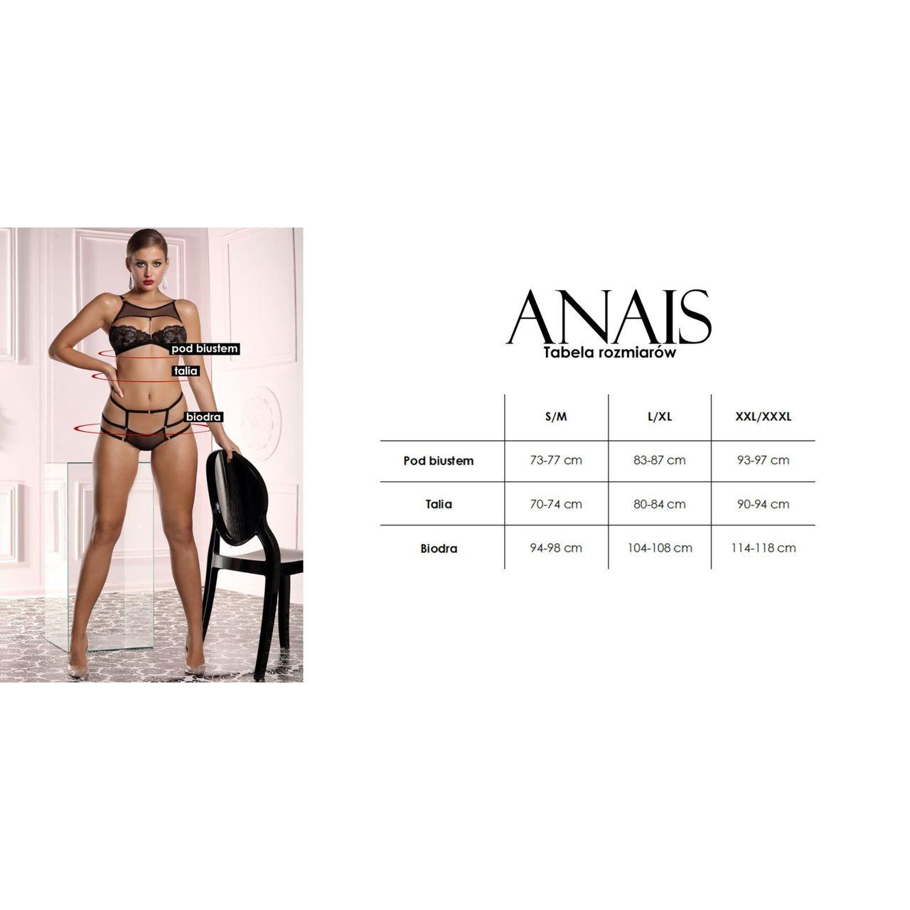 Czarny komplet bielizny 3-częściowy XS z harness i podwiązkami | Loris.pl