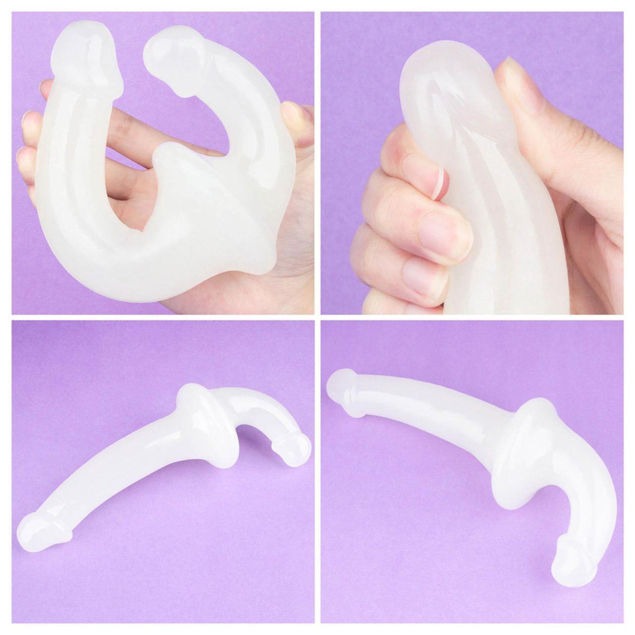Świecące podwójne dildo bez pasów 26,7 cm | Strapless strap-on bez wibracji