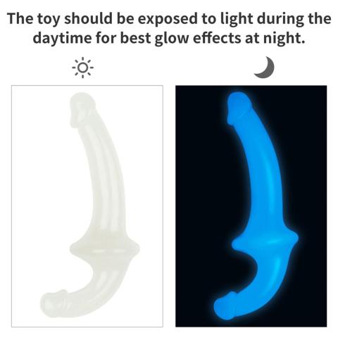 Świecące podwójne dildo bez pasów 26,7 cm | Strapless strap-on bez wibracji