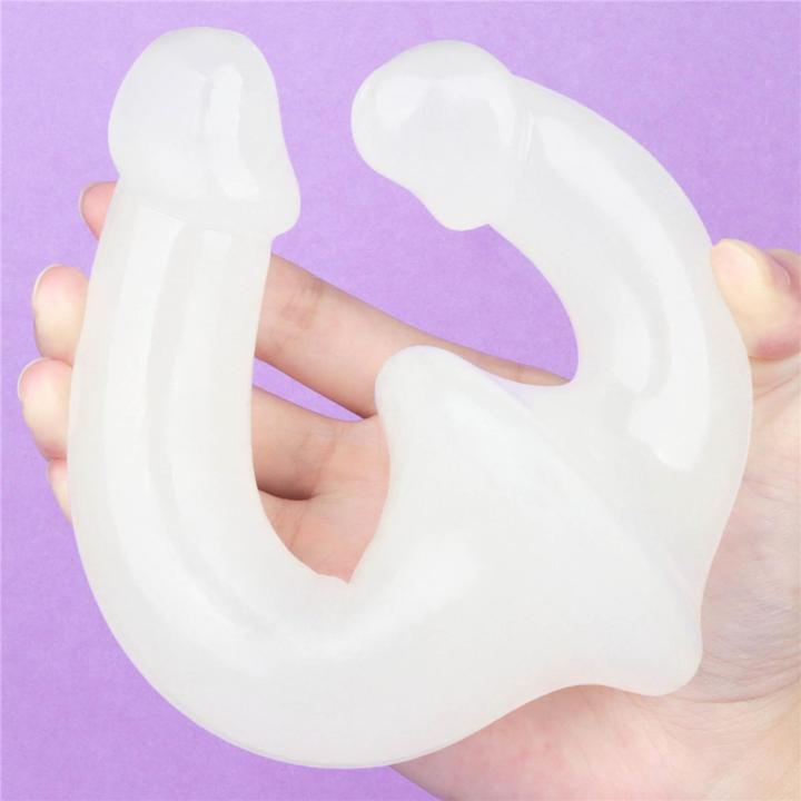 Świecące podwójne dildo bez pasów 26,7 cm | Strapless strap-on bez wibracji