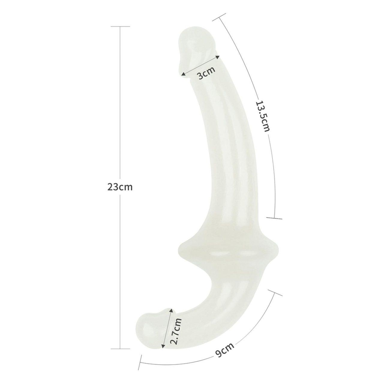 Świecące podwójne dildo bez pasów 26,7 cm | Strapless strap-on bez wibracji