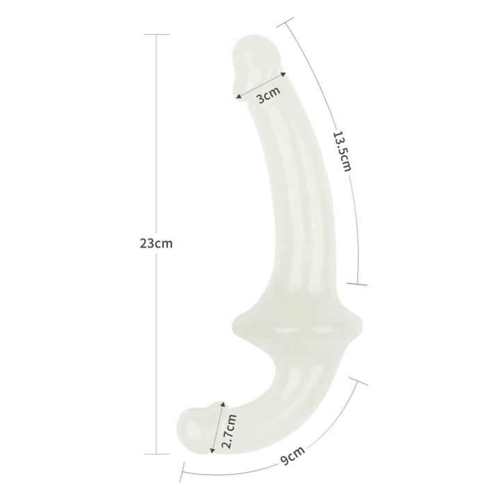 Świecące podwójne dildo bez pasów 26,7 cm | Strapless strap-on bez wibracji