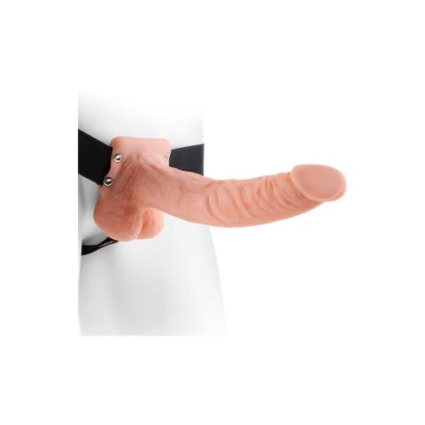 Pusty strap-on z jądrami 22,9 cm jasny | Bez wibracji