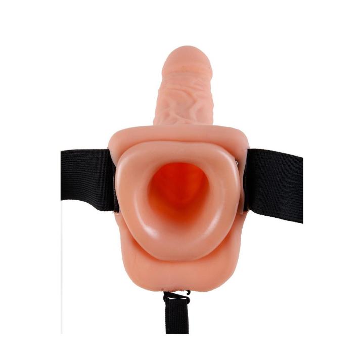 Pusty strap-on z jądrami 22,9 cm jasny | Bez wibracji