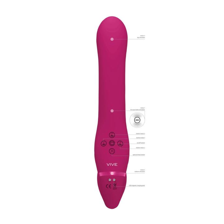 Bezpasowy strap-on z wibracjami i falami powietrznymi | 3 silniki
