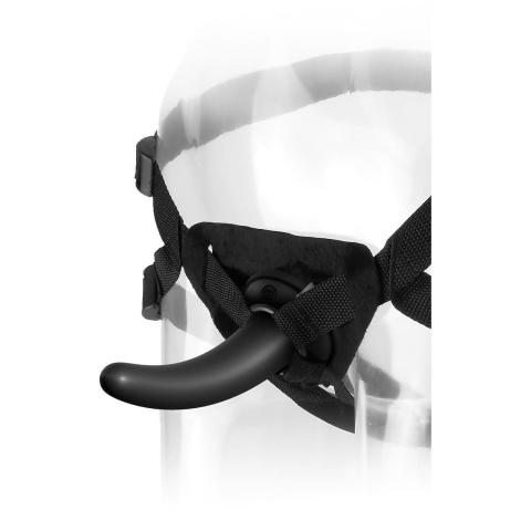 Strap-on bez wibracji czarny – regulowana uprząż i smukłe dildo