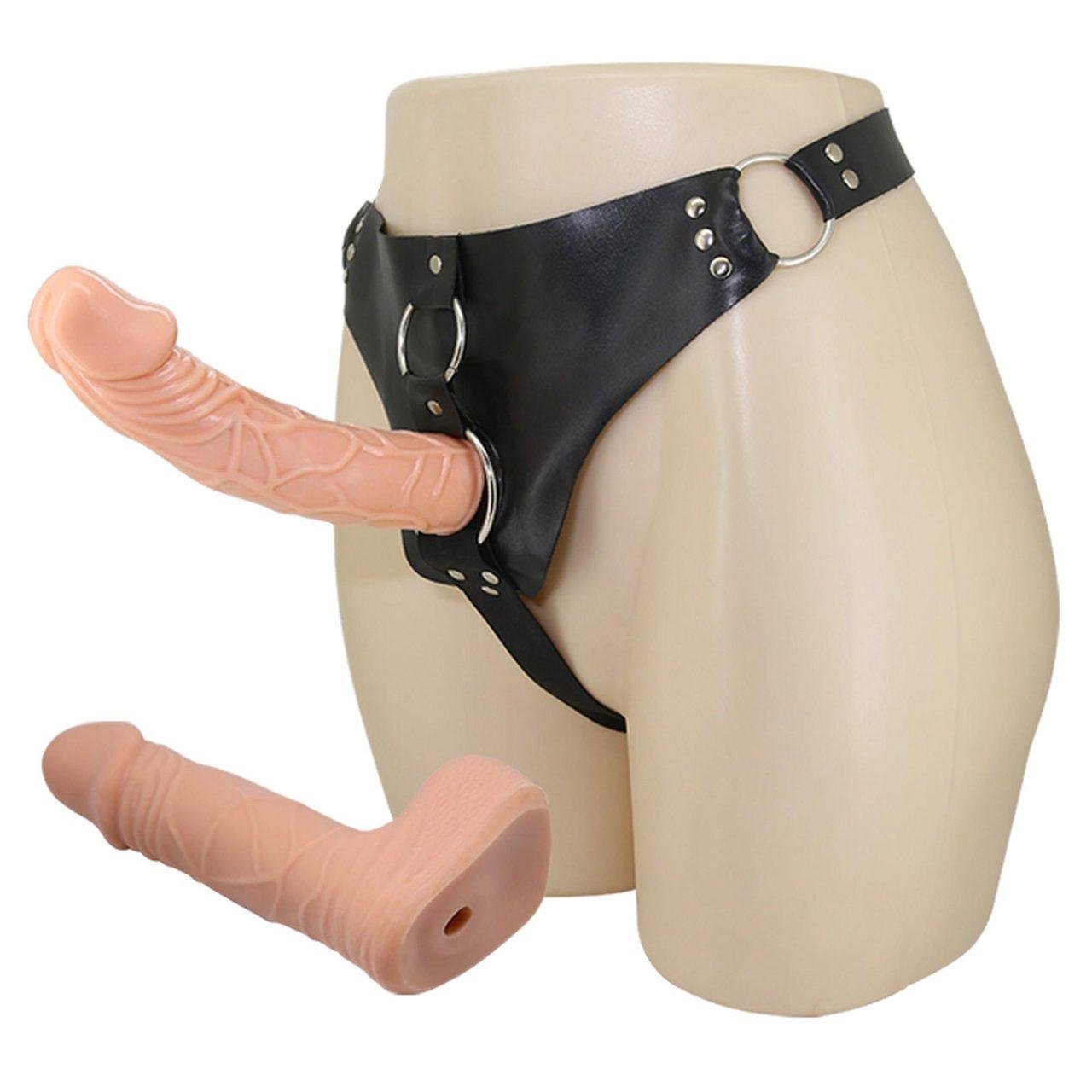 Strap-on z 2 dildo 19,5 cm i 12,5 cm | Regulowana uprząż | Loris.pl