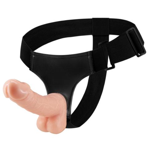 Cieliste dildo strap-on z regulowaną uprzężą bez wibracji