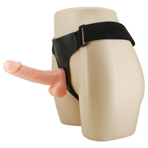 Cieliste dildo strap-on z regulowaną uprzężą bez wibracji