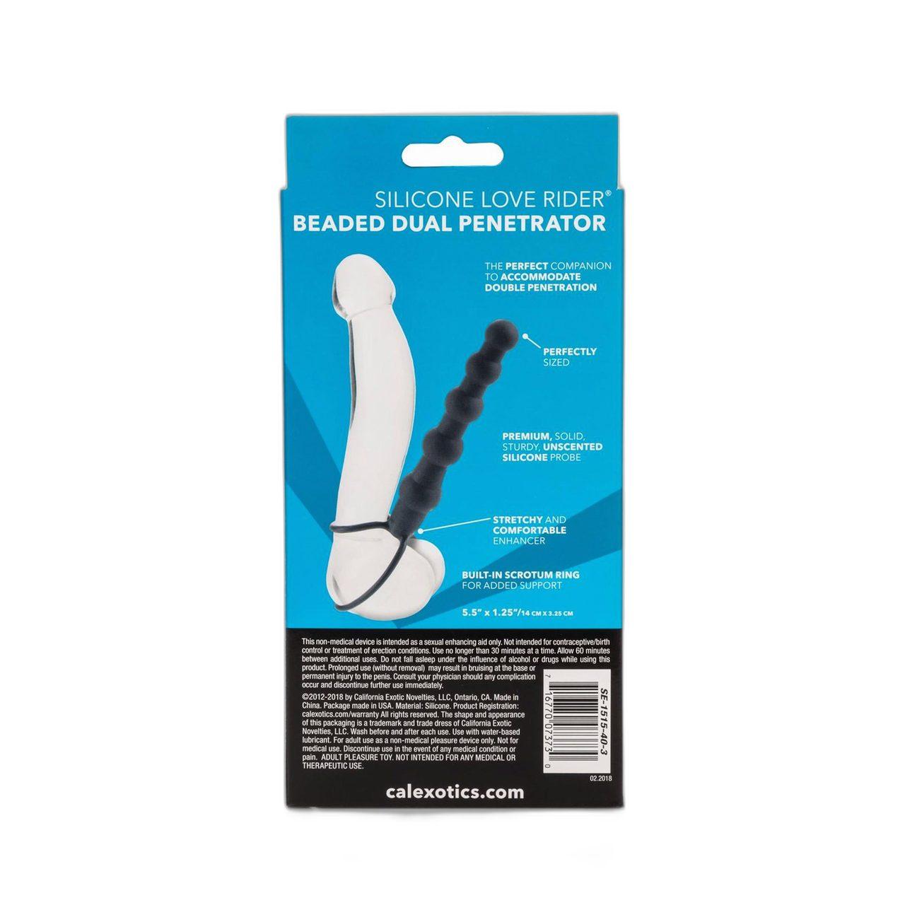 Podwójny penetrator z koralikami 14,5 cm czarny | Strap on bez wibracji