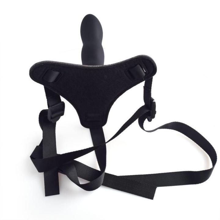 Regulowany strap-on czarny bez wibracji – silikonowe dildo 10,5 cm