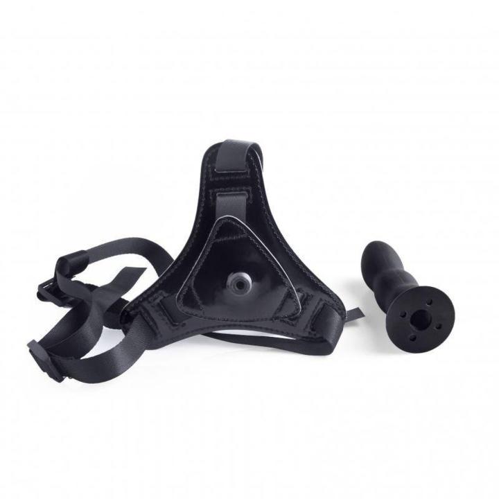 Regulowany strap-on czarny bez wibracji – silikonowe dildo 10,5 cm