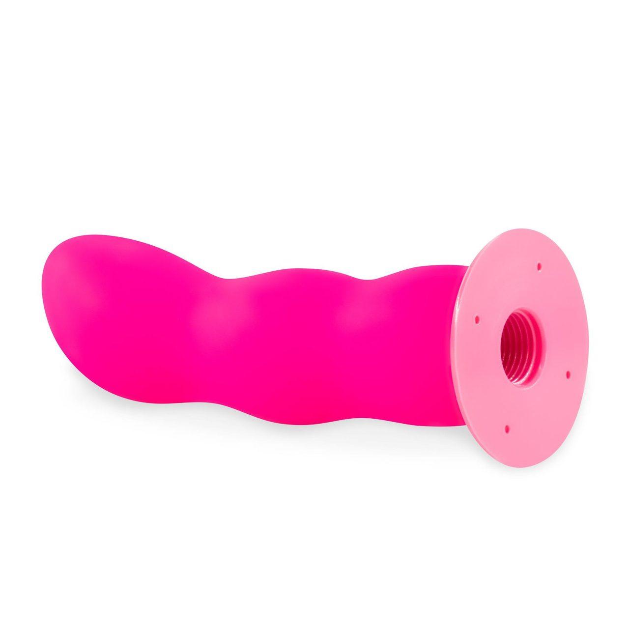 Różowy strap-on bez wibracji 12,5 cm – falowane dildo i regulowany harness | Loris.pl
