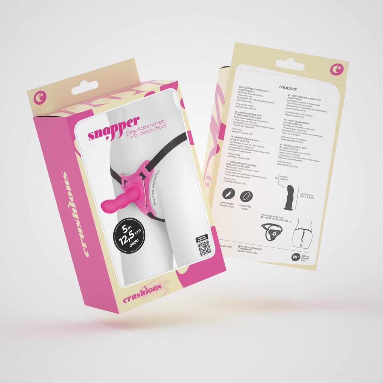 Różowy strap-on bez wibracji 12,5 cm – falowane dildo i regulowany harness | Loris.pl