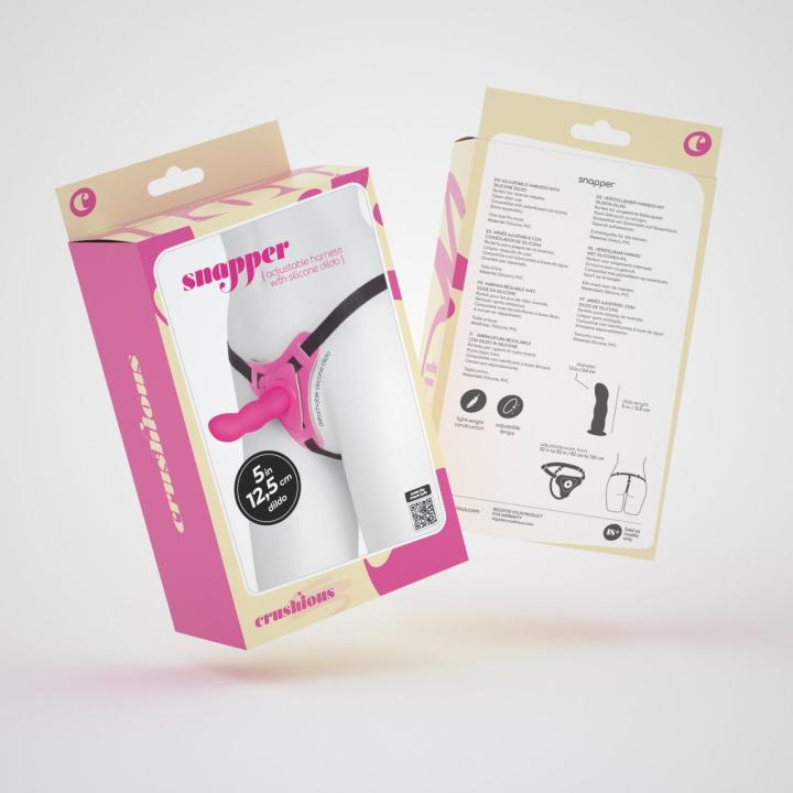 Różowy strap-on bez wibracji 12,5 cm – falowane dildo i regulowany harness
