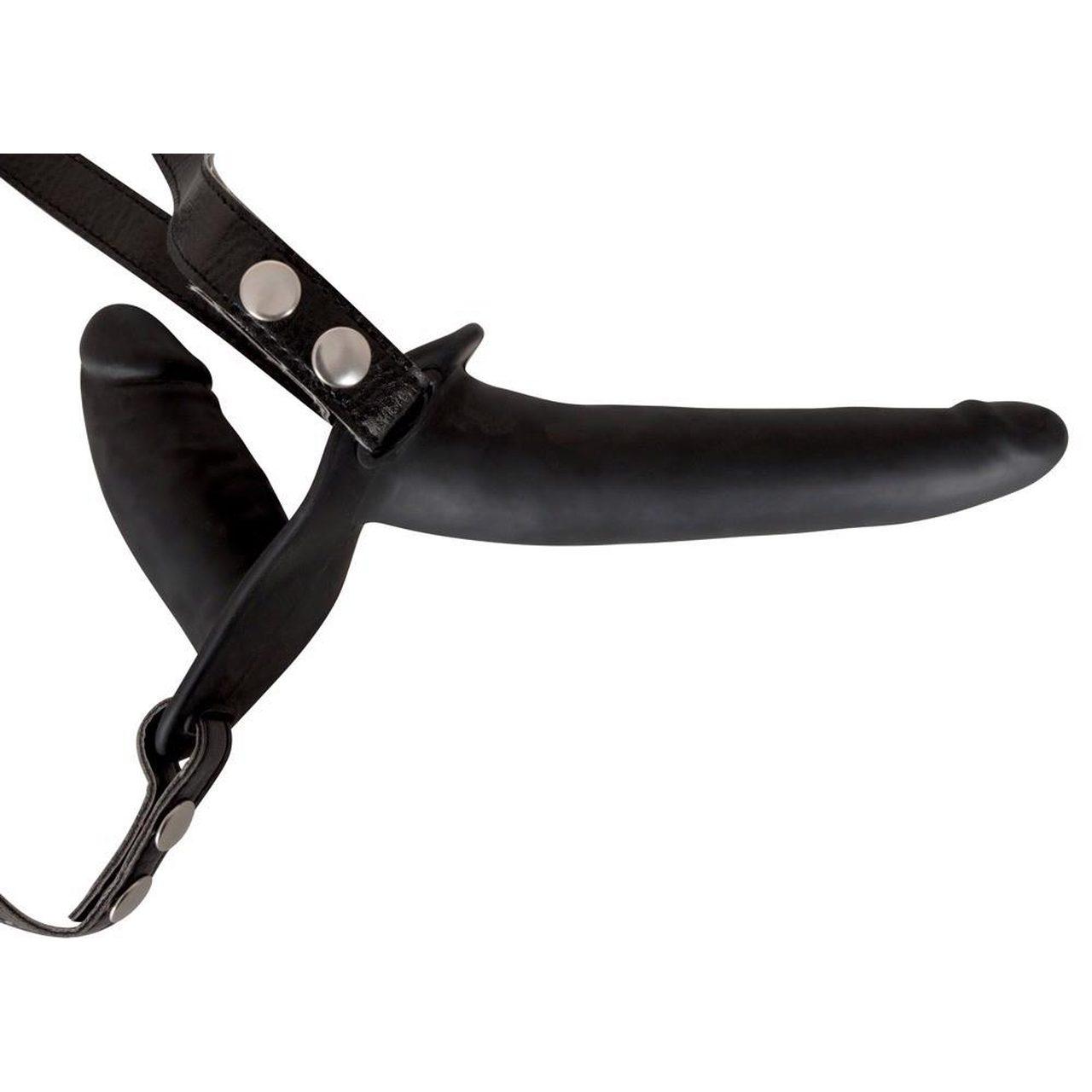 Podwójny strap on czarny silikonowy bez wibracji | Loris.pl