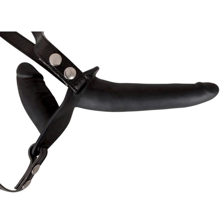 Podwójny strap on czarny silikonowy bez wibracji | Loris.pl