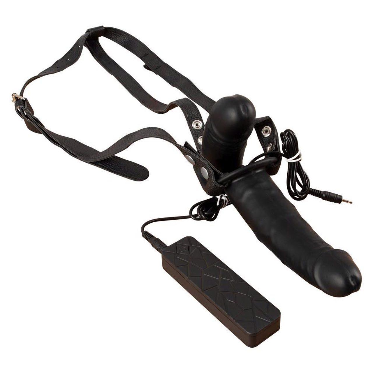 Podwójny strap-on z wibracją 10 trybów + pilot | Regulowany pas 78–108 cm