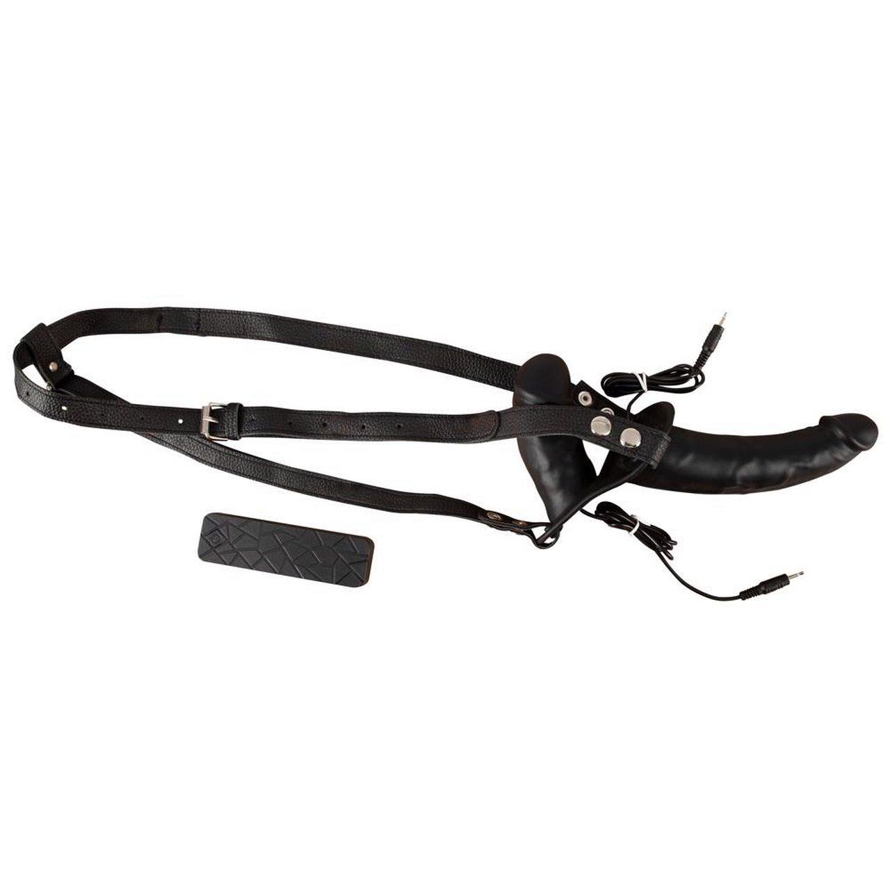 Podwójny strap-on z wibracją 10 trybów + pilot | Regulowany pas 78–108 cm