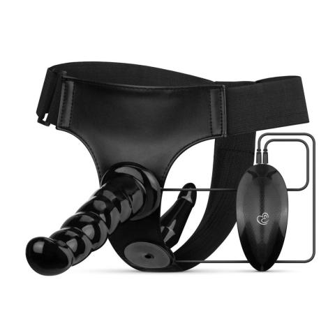 Zestaw strap-on z wibracją i 2 dildo - regulowana uprząż