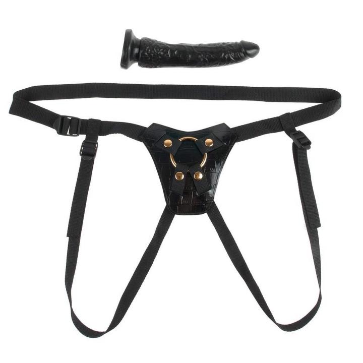 Regulowany strap-on z wyjmowanym dildo 19 cm i przyssawką
