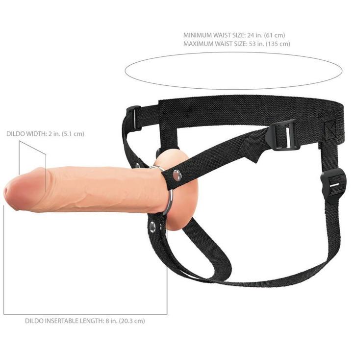 Pusty strap-on 21,6 cm z regulowaną uprzężą