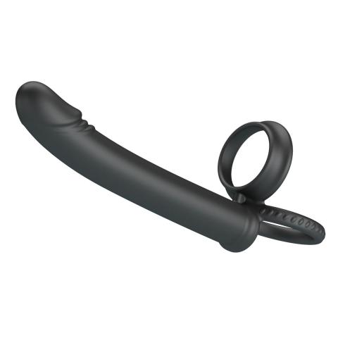 Silikonowy strap-on bez wibracji z cock & ball ring | Wodoodporny