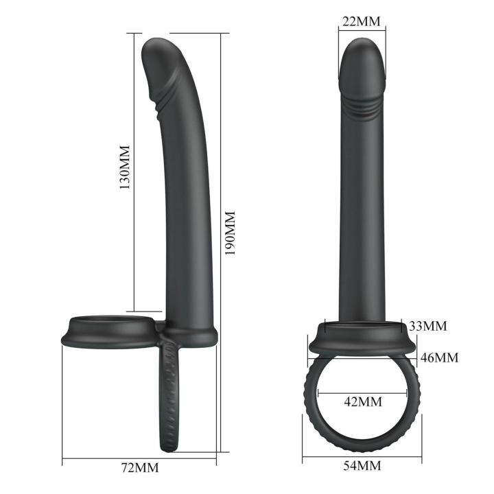 Silikonowy strap-on bez wibracji z cock & ball ring | Wodoodporny | Loris.pl