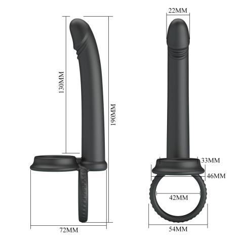 Silikonowy strap-on bez wibracji z cock & ball ring | Wodoodporny