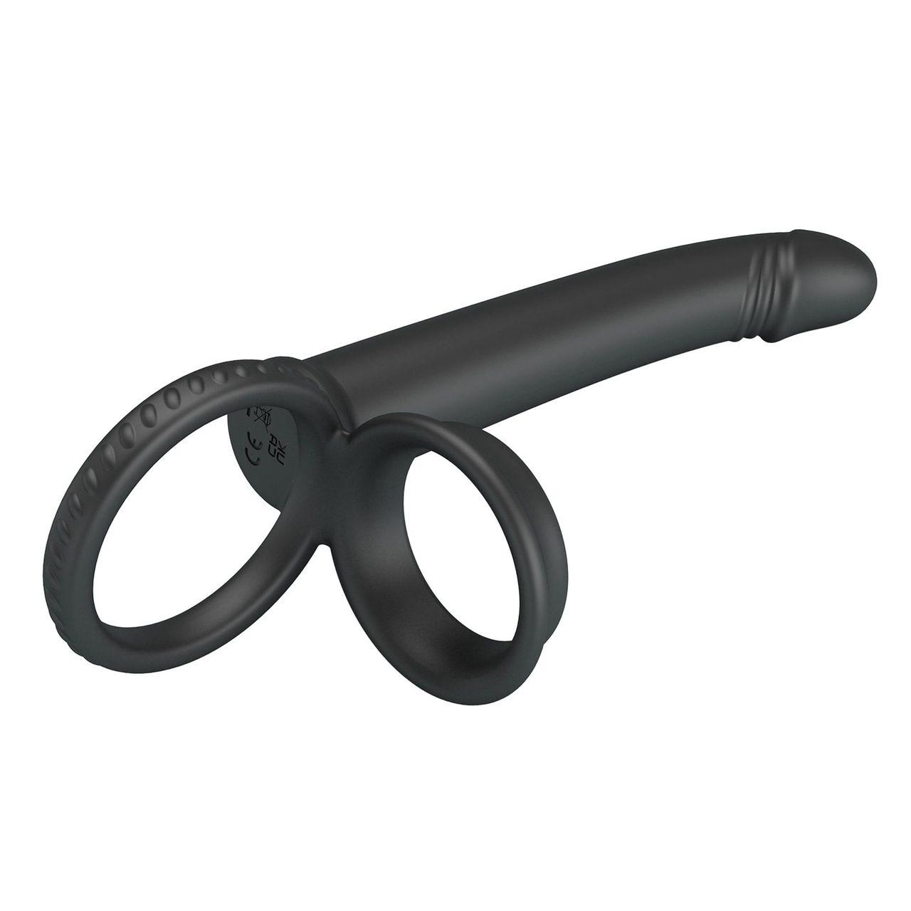 Silikonowy strap-on bez wibracji z cock & ball ring | Wodoodporny | Loris.pl