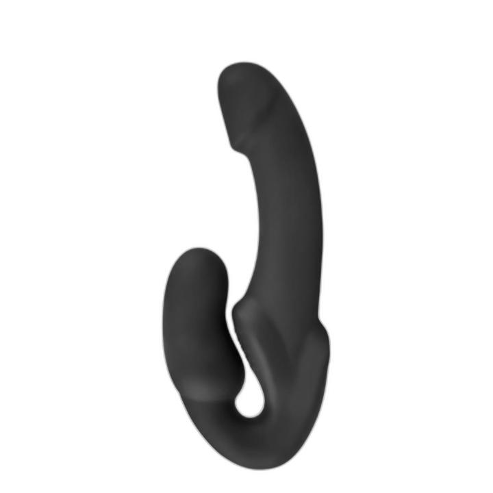 Samonośne dildo strap-on bez uprzęży 22 cm czarne | silikon