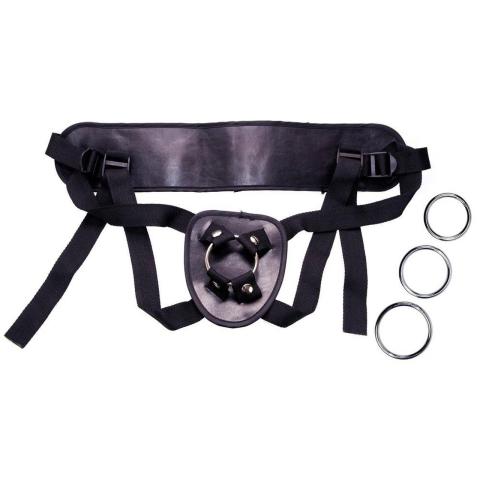Pas strap-on PU z 3 obrączkami 4/5/6 cm | Regulacja do 155 cm
