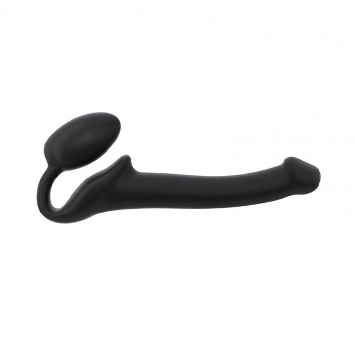 Strapless strap-on bez wibracji czarny S 17 cm | Elastyczny silikon