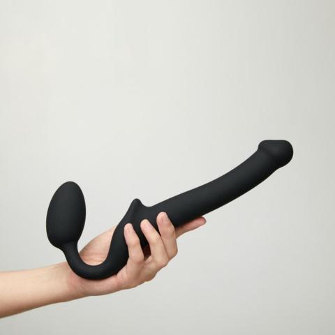 Strapless strap-on bez wibracji czarny S 17 cm | Elastyczny silikon