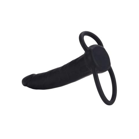 Strap on bez uprzęży do podwójnej penetracji | Silikonowy czarny