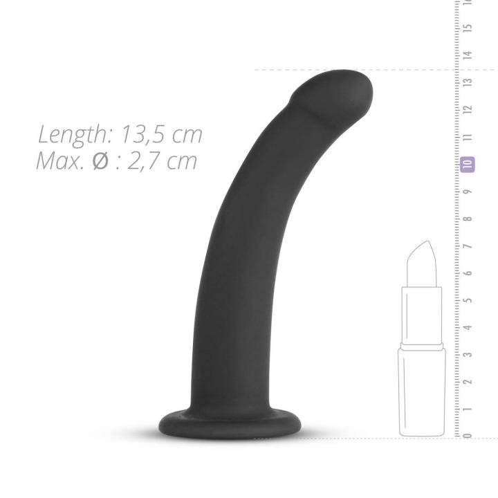 Strap-on z zakrzywionym silikonowym dildo – regulowana uprząż