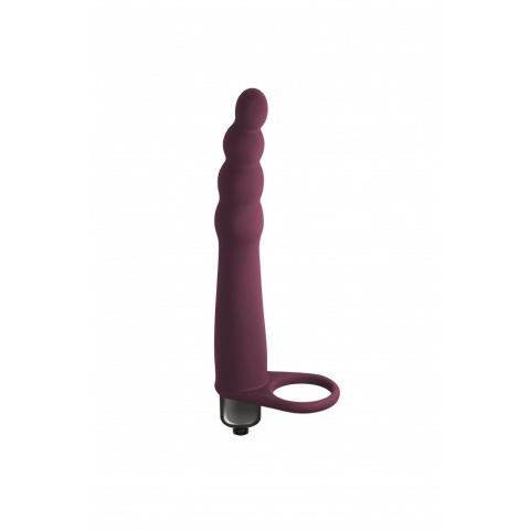 Bordowa nakładka strap-on z wibracją 10 trybów 16,5 cm