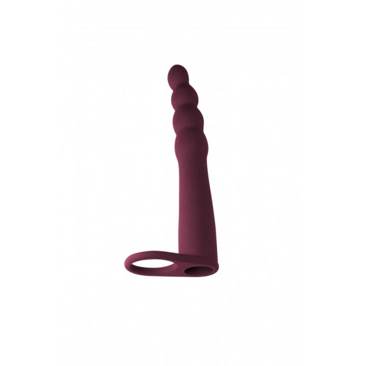 Bordowa nakładka strap-on z wibracją 10 trybów 16,5 cm