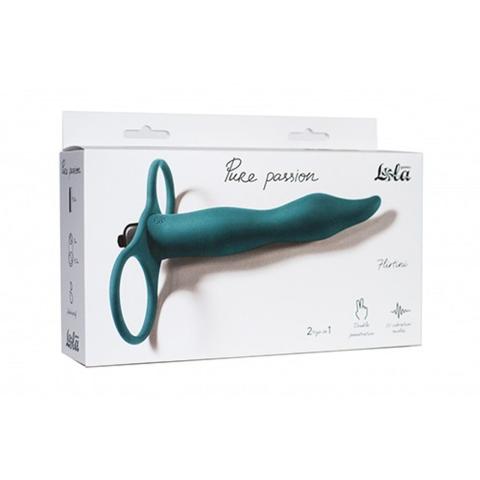 Zielony strap-on z wibracją 10 trybów | Podwójna penetracja 15,9 cm