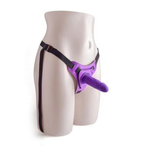 Fioletowy strap-on bez wibracji 10 cm | Regulowany pas