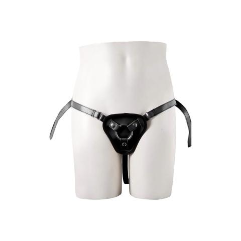 Czarna uprząż strap-on z 2 pierścieniami 40/54 mm